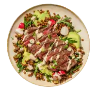 Timberjacks Barbacoa-Rindfleisch, Avocado, Limette, Koriander und Sauerrahm